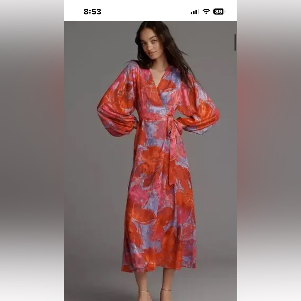 NWT Hutch Long Sleeve Wrap Dress. Red and Lavender. Size XSP